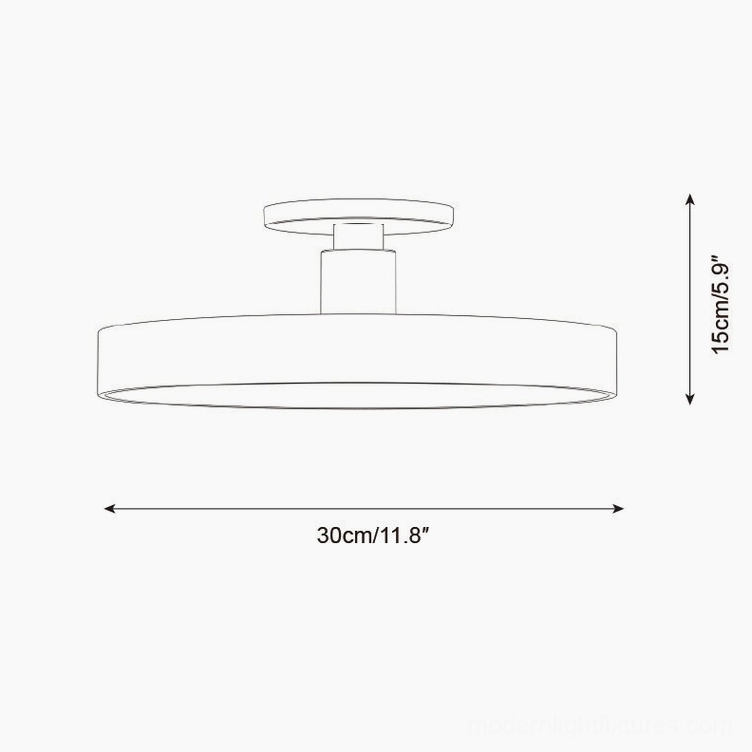 Technical specification drawing for 30cm ceiling light fixture, 11.8 inches diameter, 5.9 inches height