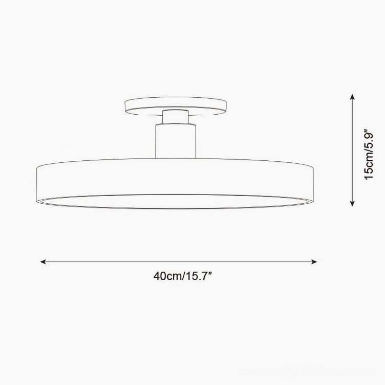 Technical specification drawing for 40cm ceiling light fixture, 15.7 inches diameter, 5.9 inches height