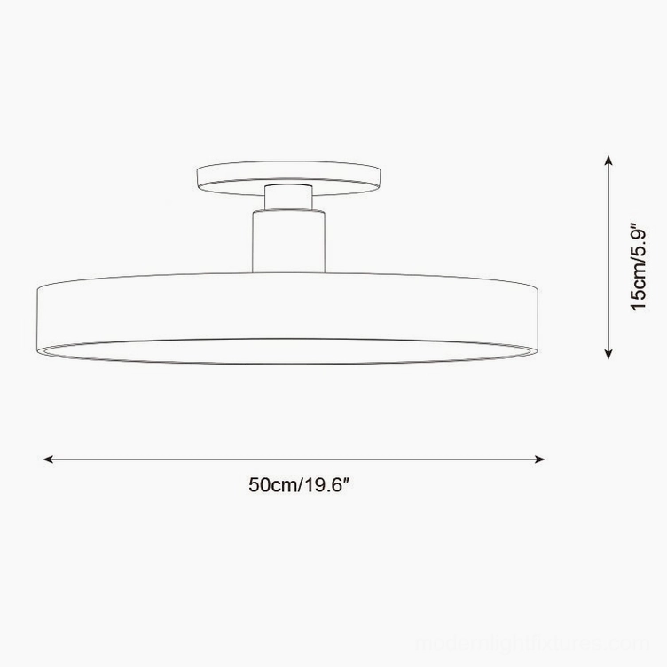 Technical specification drawing for 50cm ceiling light fixture, 19.6 inches diameter, 5.9 inches height