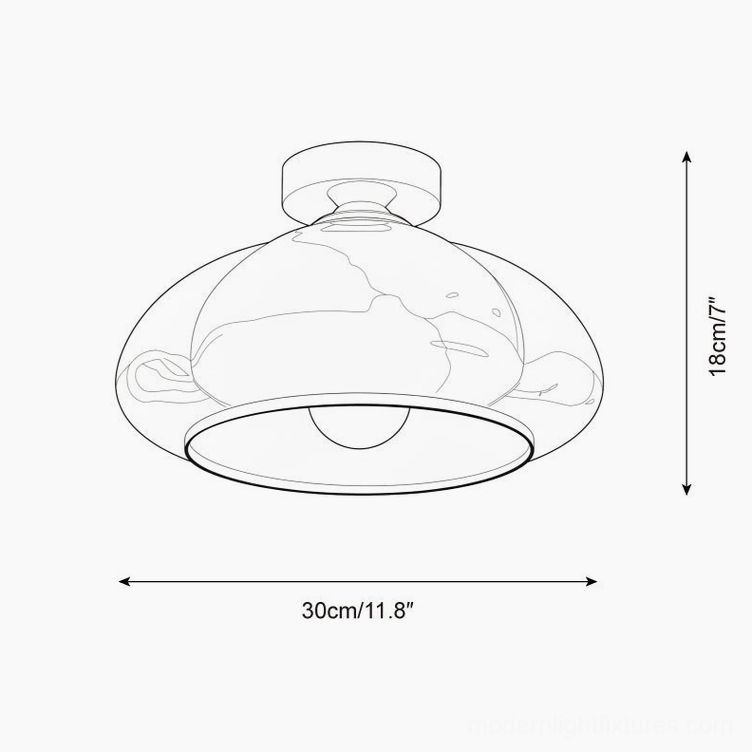 Technical dimension drawing of essence semi-flush ceiling light showing 30cm diameter and 18cm height specifications