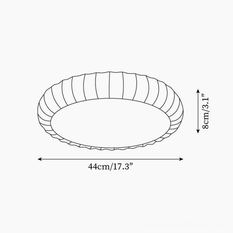Layla ceiling light dimension schematic - 44cm diameter 8cm height technical drawing
