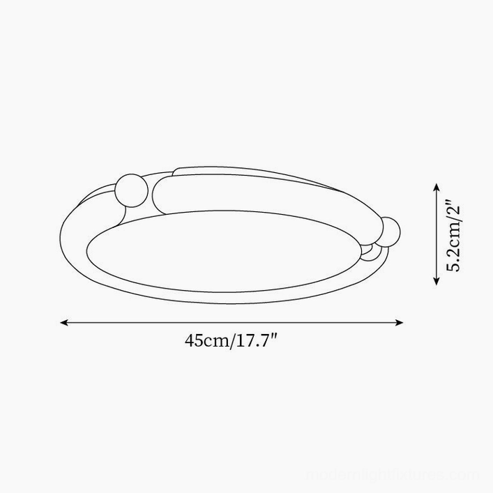 Technical specification drawing of round ceiling light fixture showing 45cm diameter and 5.2cm height measurements
