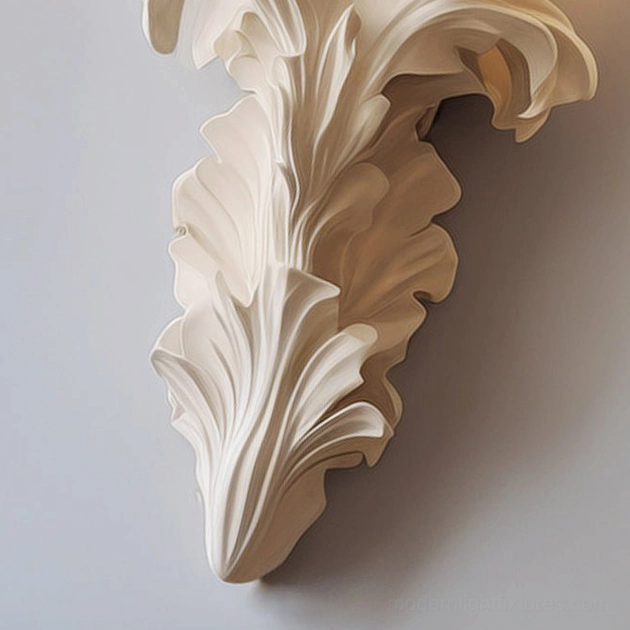 Celandra acanthus botanical wall sconce full product view with ivory resin body, gold brass accents, and four candle-style lights, modern neoclassical design
