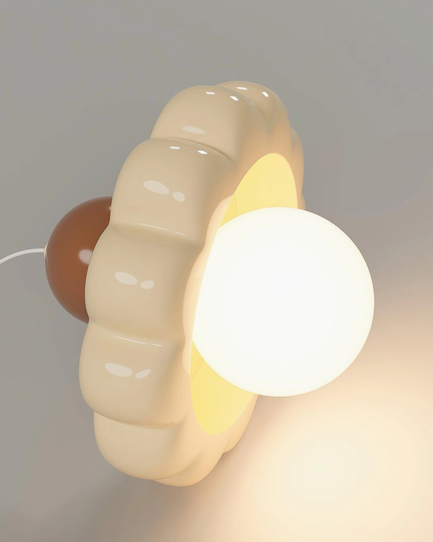 Celena pendant light full product view, cream handwoven shade aluminum frame construction