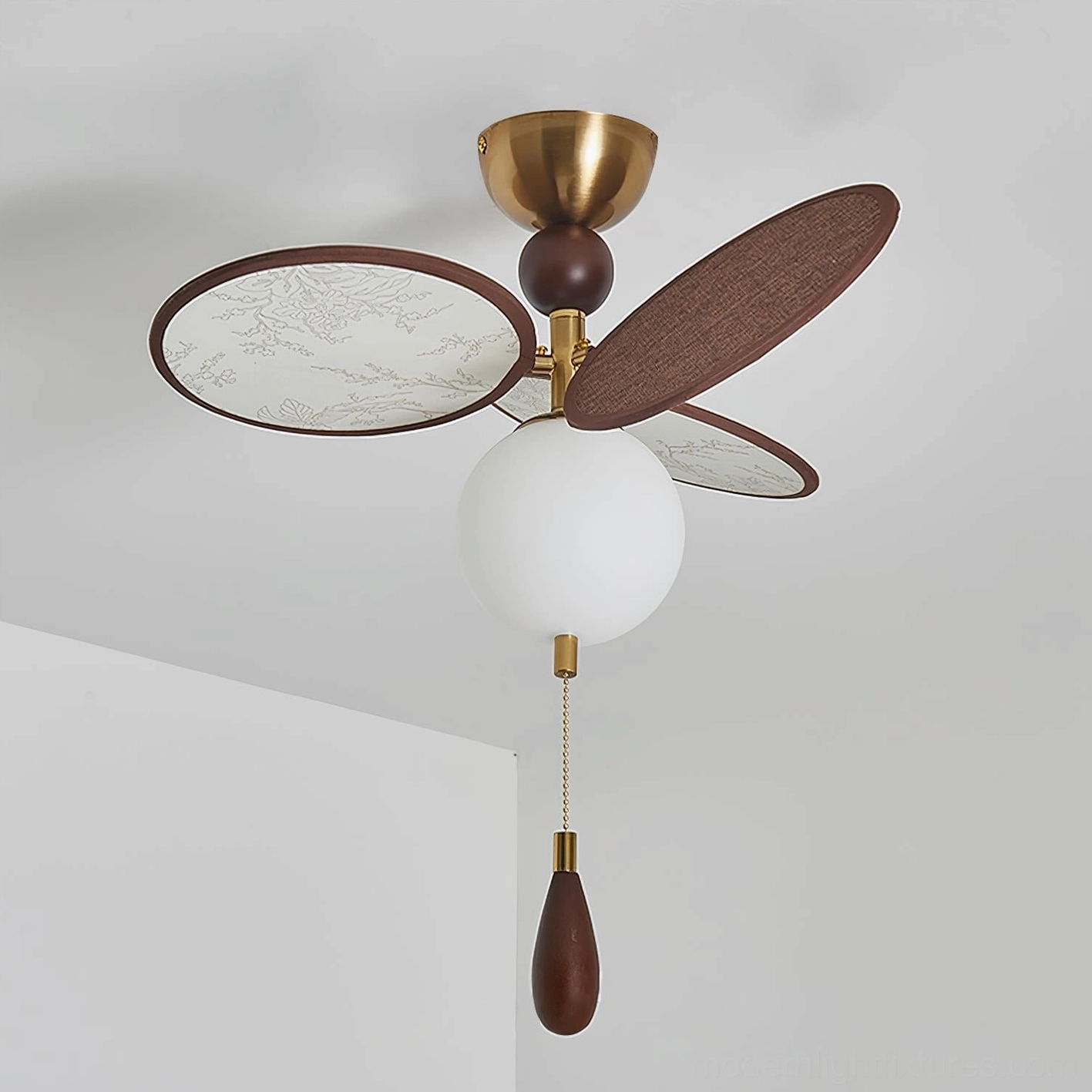 Small 45cm Celestial Spin ceiling light in Walnut Color and White variant