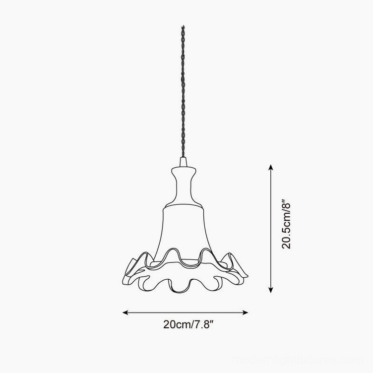 Celina pendant lamp dimension schematic showing 20cm diameter and 20.5cm height specifications with measurement details