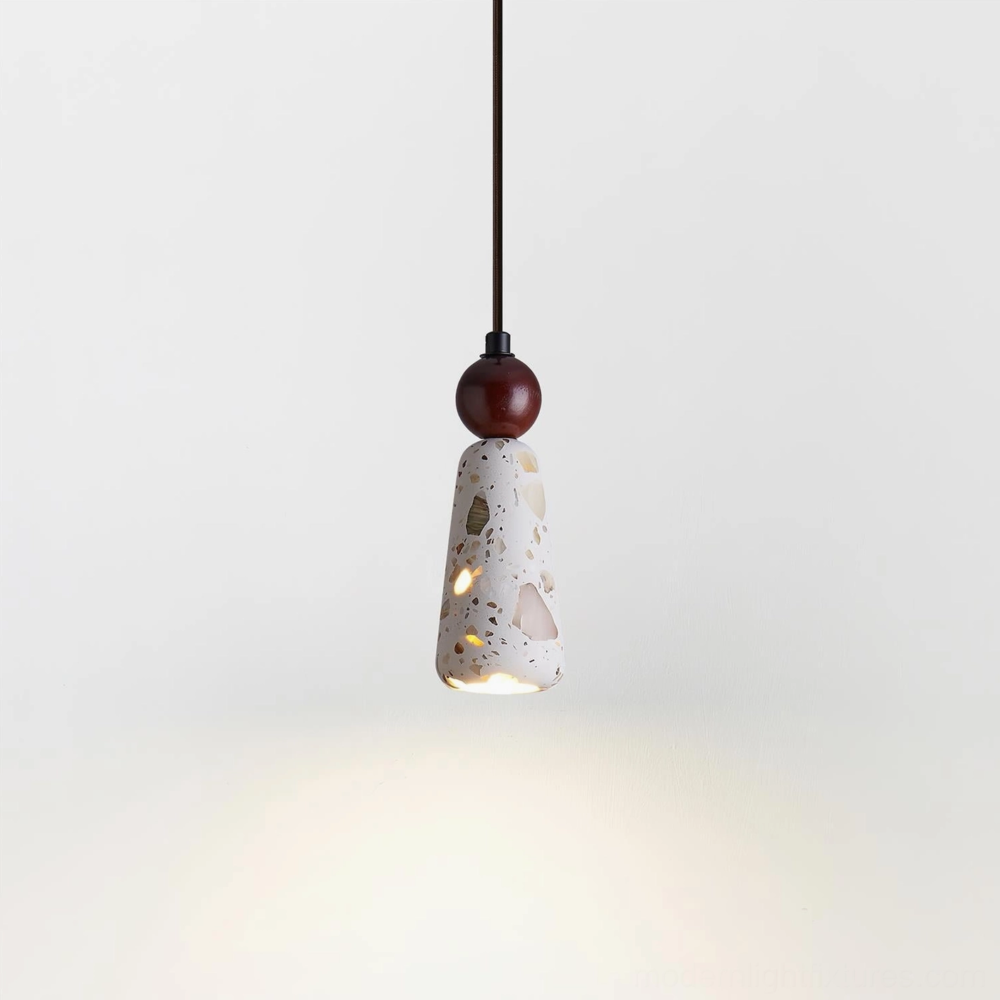 Cemento terrazzo pendant lighting fixture multiple size comparison display