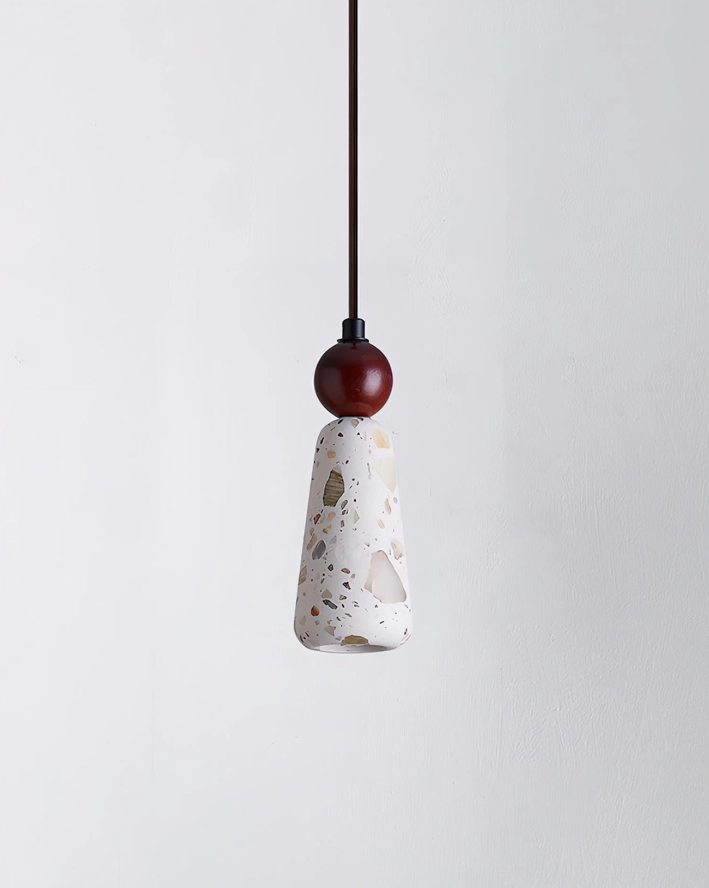 Contemporary terrazzo pendant lamp industrial minimalist design aesthetic detail