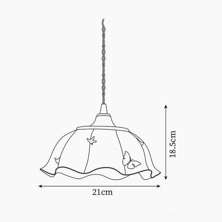 Technical design schematic of ceramic pendant light, orthographic drawing with dimensions