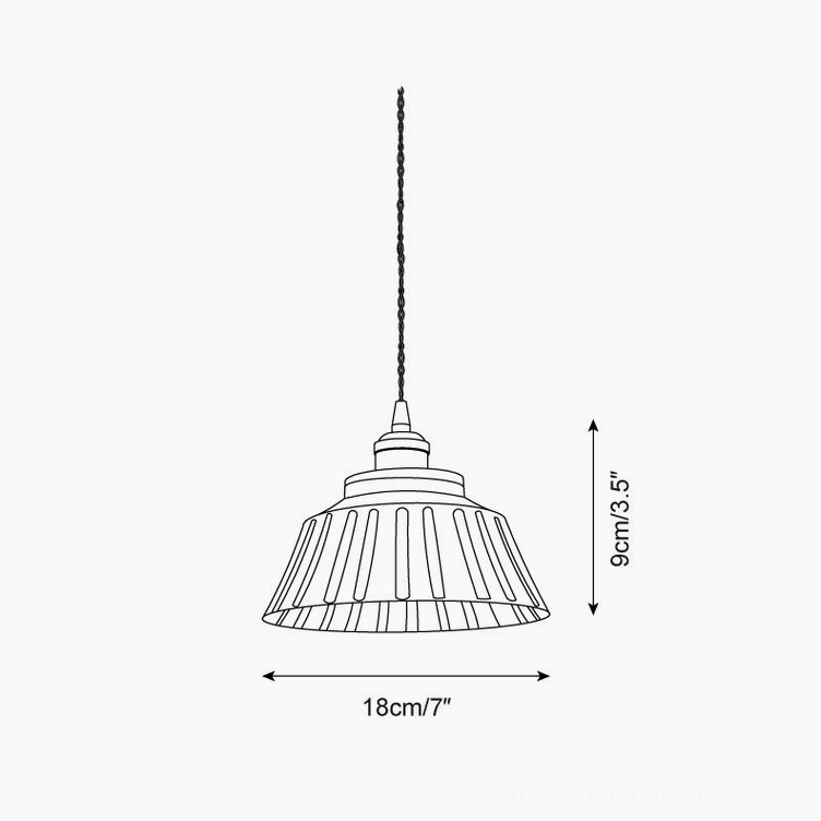 Technical orthographic drawing of hand-painted ceramic pendant light showing dimensions 18cm diameter x 9cm height