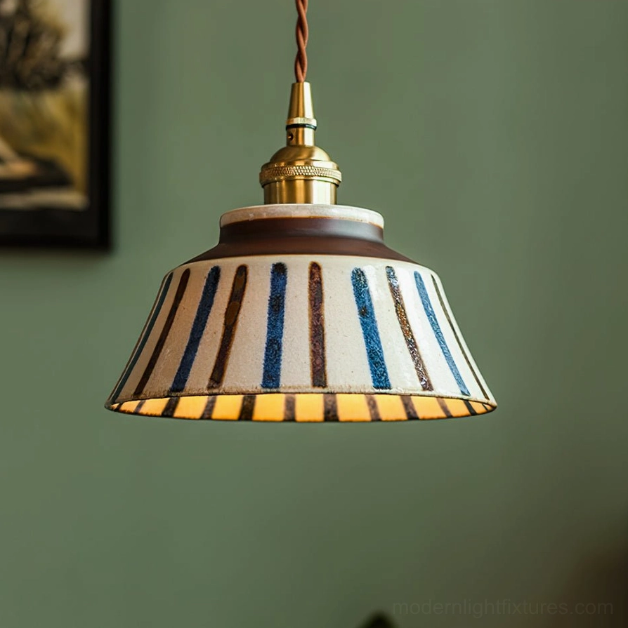 Two ceramic pendant lights flanking bed creating balanced bedside lighting solution