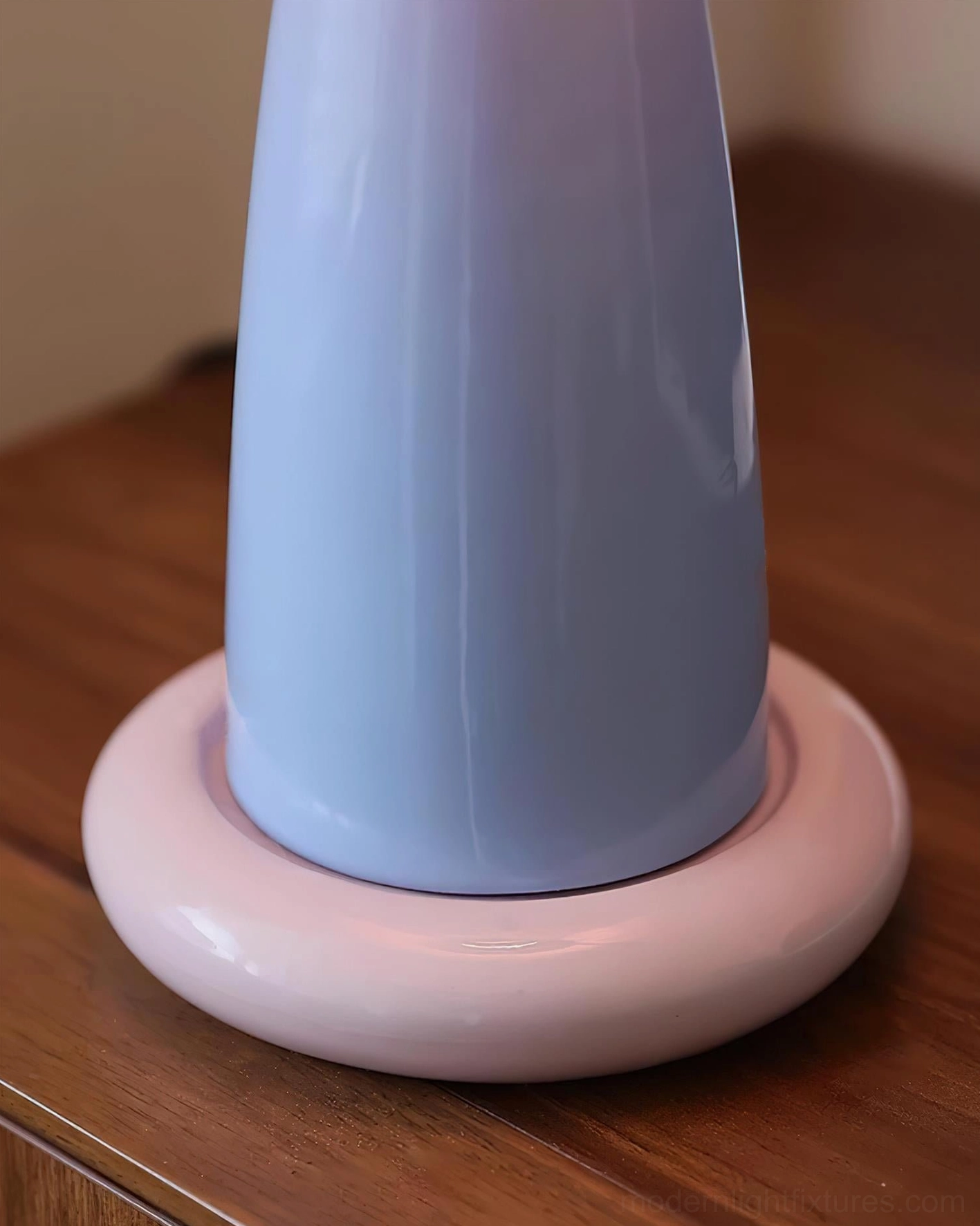Pastel ceramic table lamp full product view showing scale and proportions, ideal accent lighting for modern home interiors