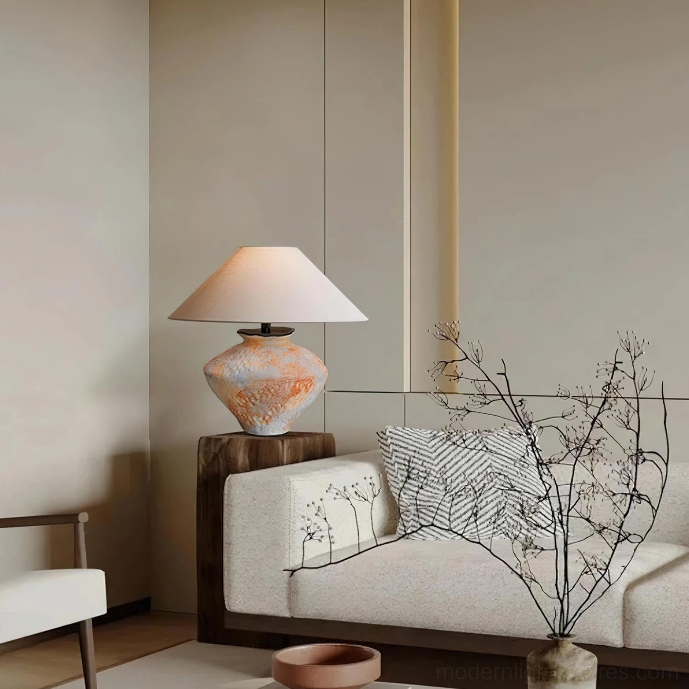 Modern ceramic table lamp with fabric shade interior design styling