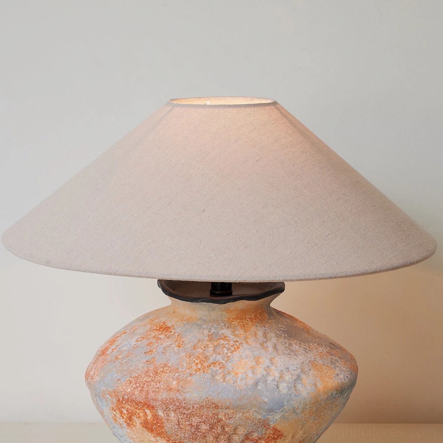 Wabi-sabi ceramic table lamp living room accent lighting warm earth tones