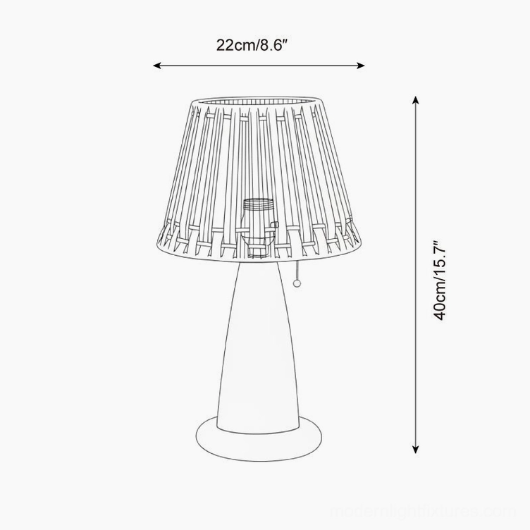 Ceramic table lamp technical dimensions drawing showing 22cm width by 40cm height specifications