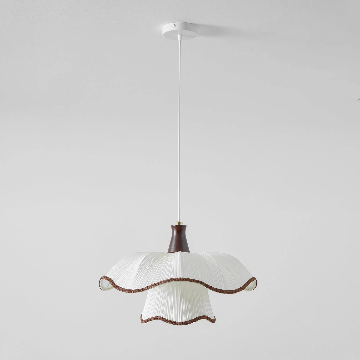 Ceriva ruffled pendant lamp in modern farmhouse bedroom interior setting