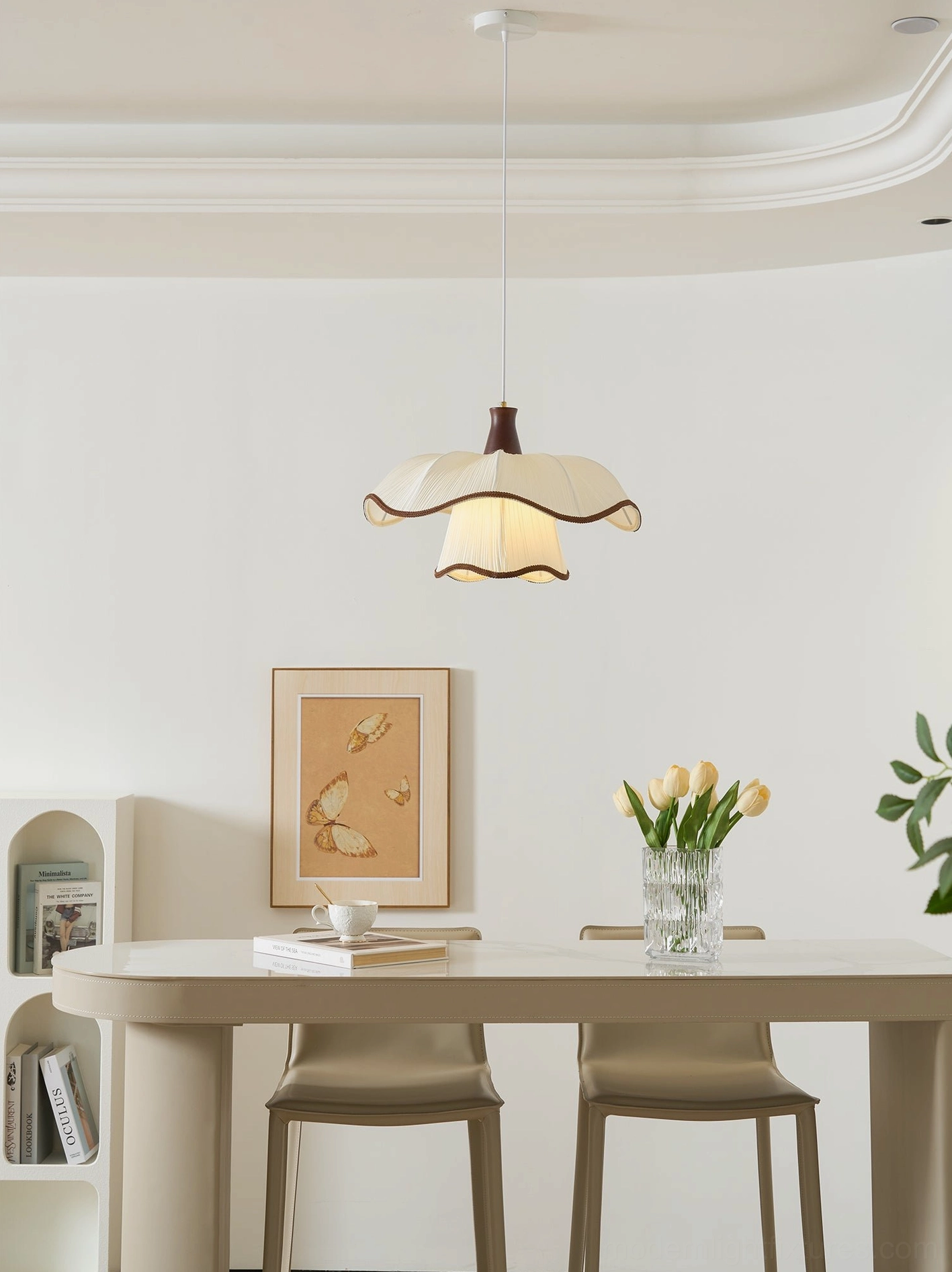 Ceriva ruffled pendant lamp French pastoral style interior design showcase