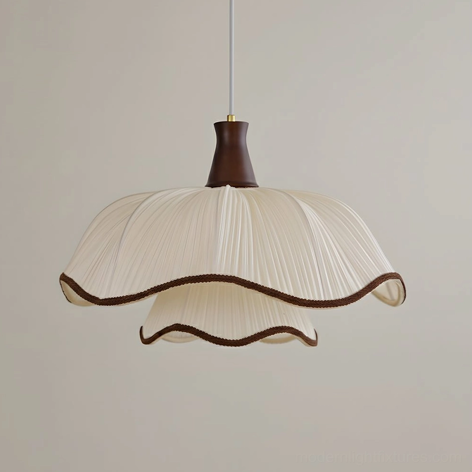 Ceriva ruffled pendant lamp 60cm large size walnut beige color option