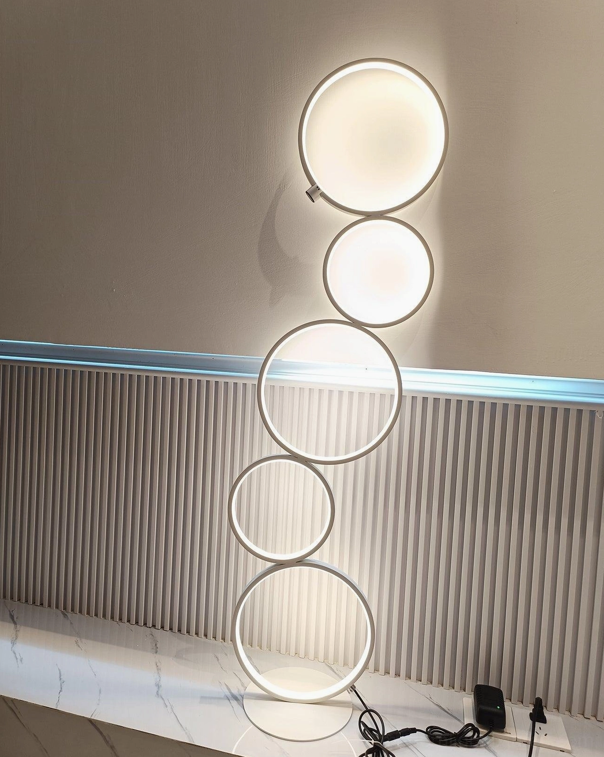 Modern LED ring floor lamp certified for North America Europe Australia and Middle East regions