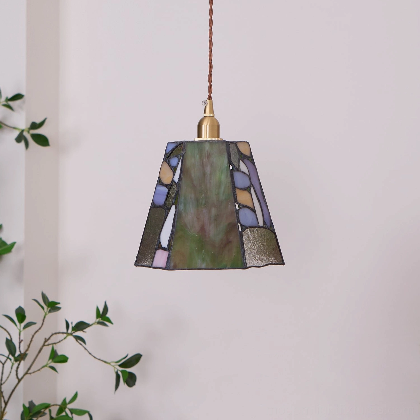 Professional grade stained glass pendant fixture compliant with North America Australia Europe certifications
