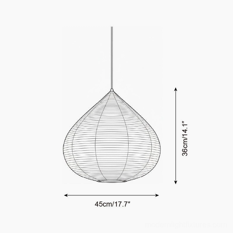 Technical specification drawing of 45cm diameter chestnut pendant light with dimensions