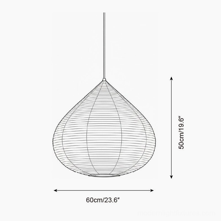 Technical specification drawing of 60cm diameter chestnut pendant light with measurements