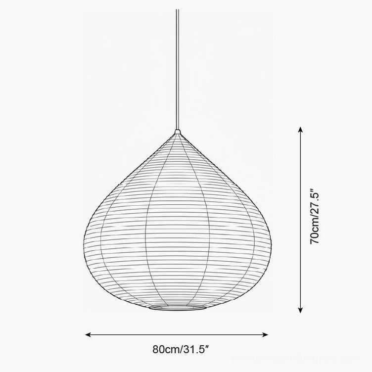 Technical specification drawing of 80cm diameter chestnut pendant light dimensions