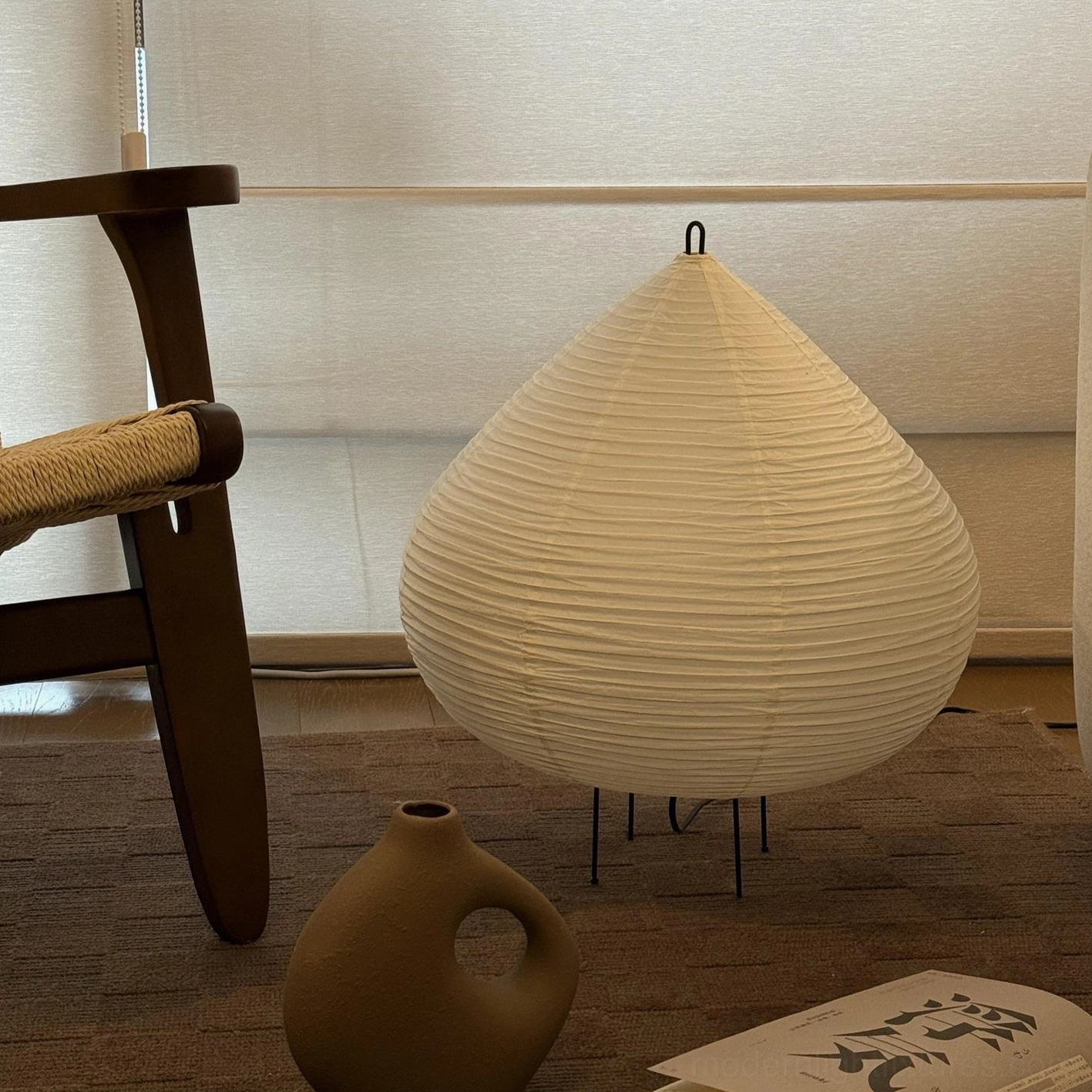Large size chestnut table lamp 45cm height with warm diffused glow in modern interior