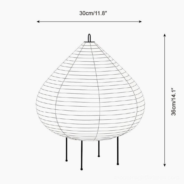 Small chestnut table lamp 30cm height technical product specification shot with dimensions