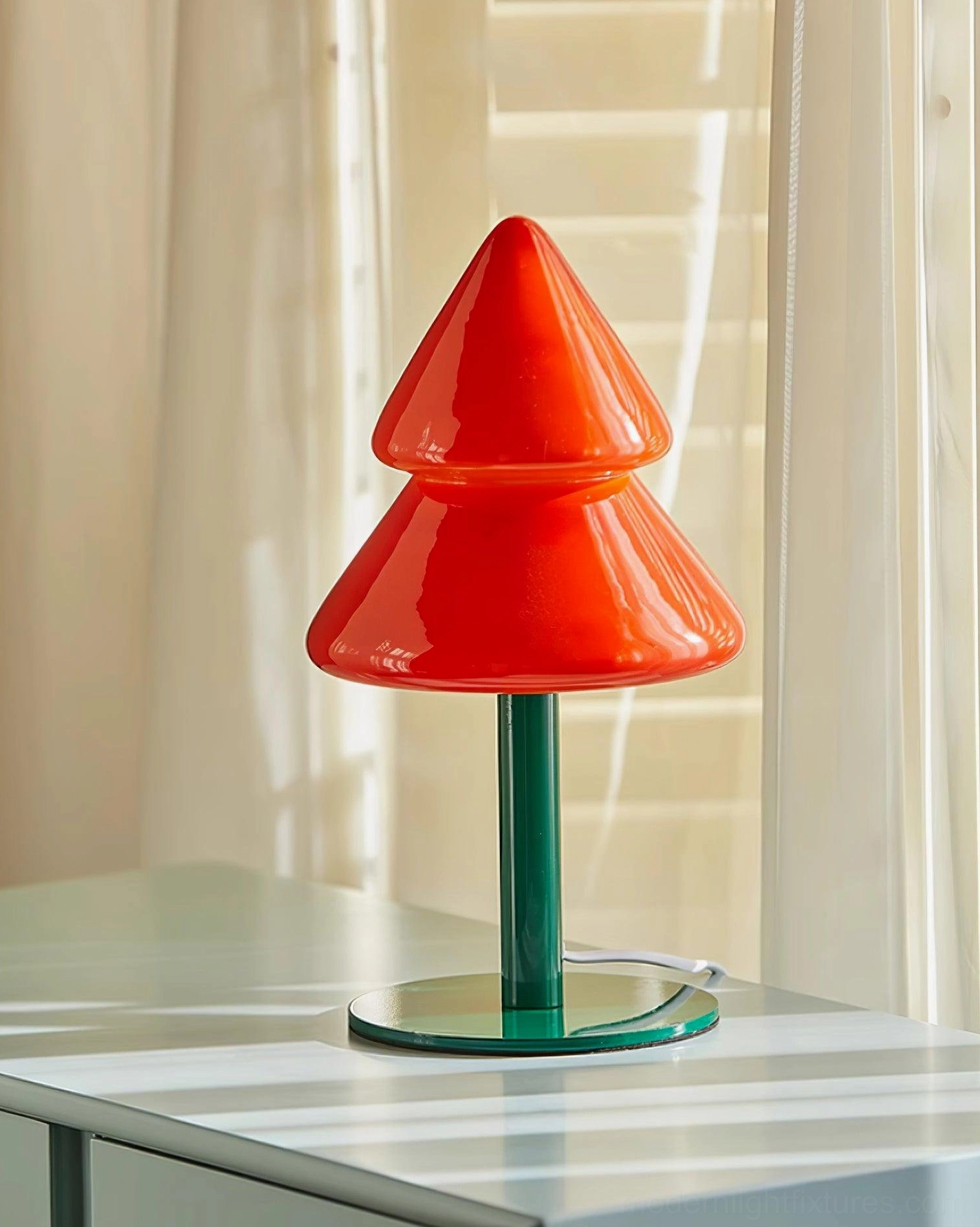 Installation and assembly details for modern Christmas tree table lamp fixture