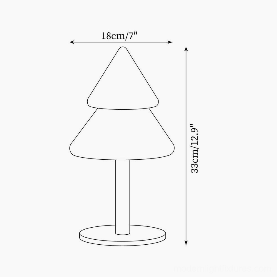 Technical dimension drawing of Christmas tree table lamp showing measurements and proportions