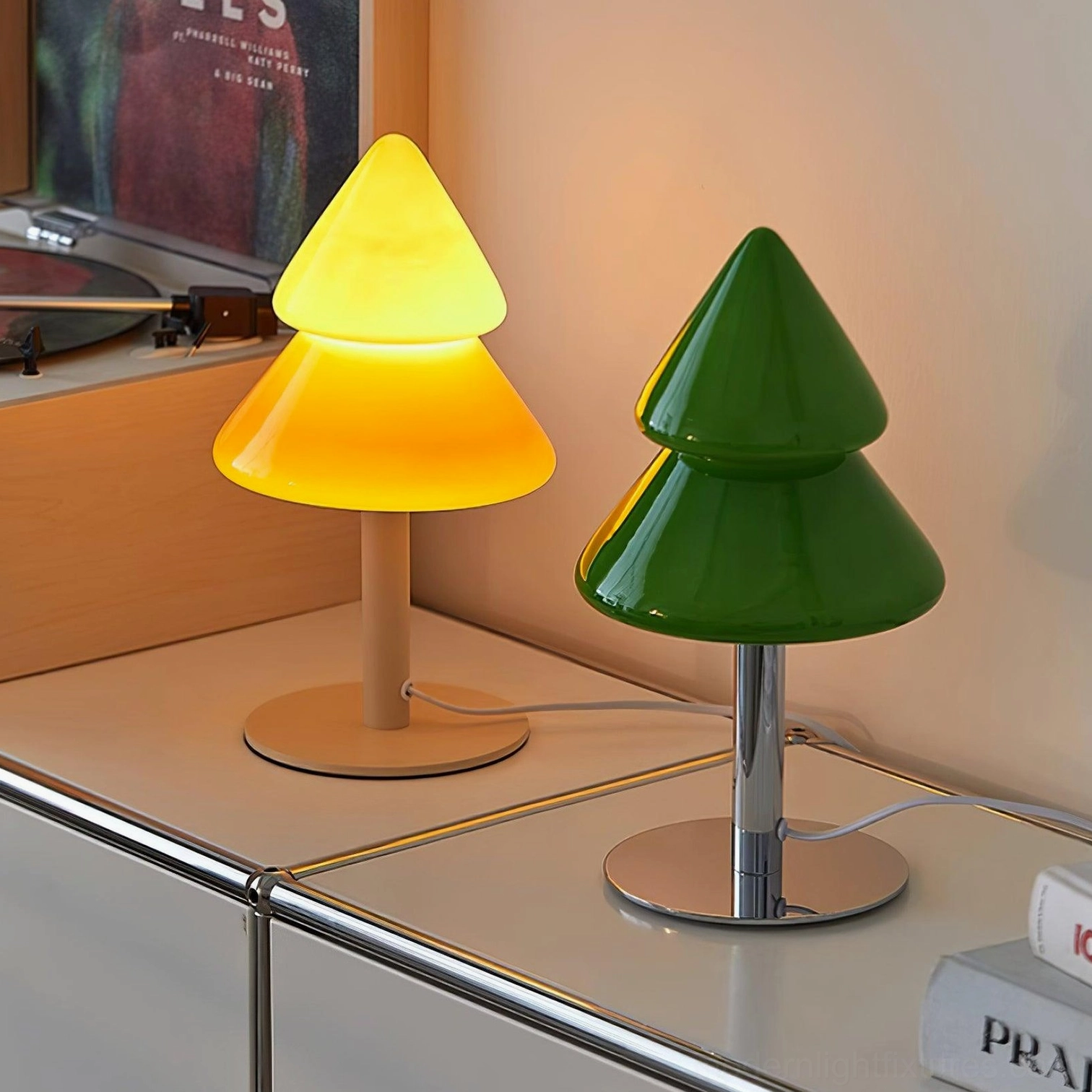 Cord and electrical specifications for modern Christmas tree table lamp with 59-inch cord
