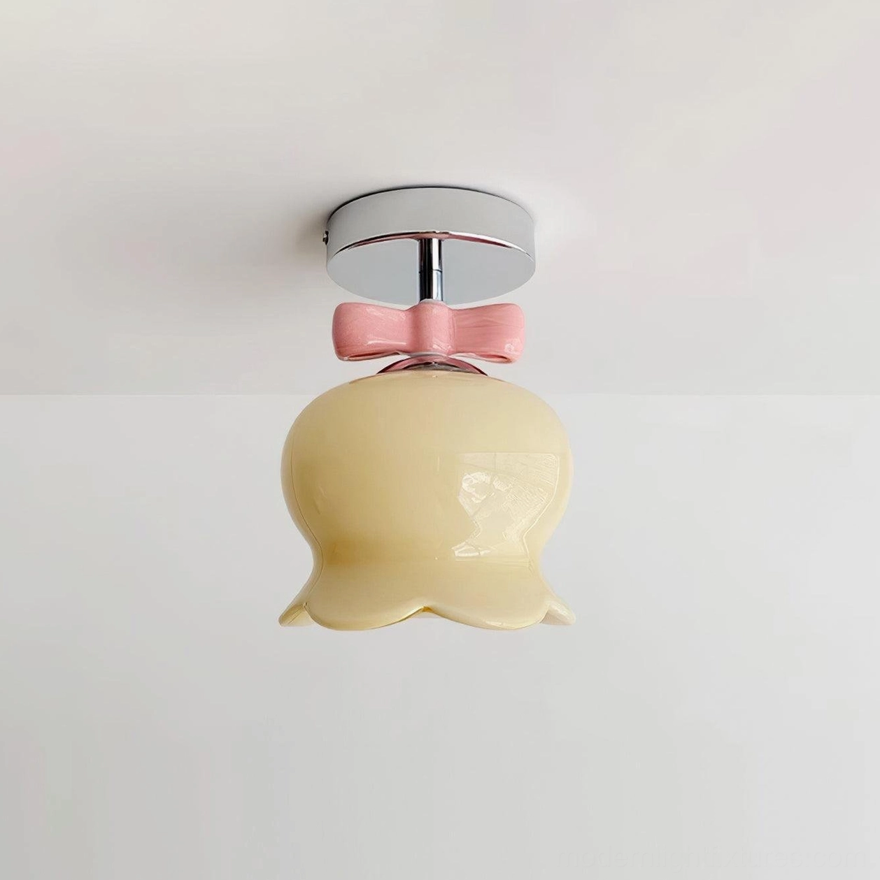 Chrome and beige bell ceiling light fixture variant showing neutral color combination for minimalist interior design applications