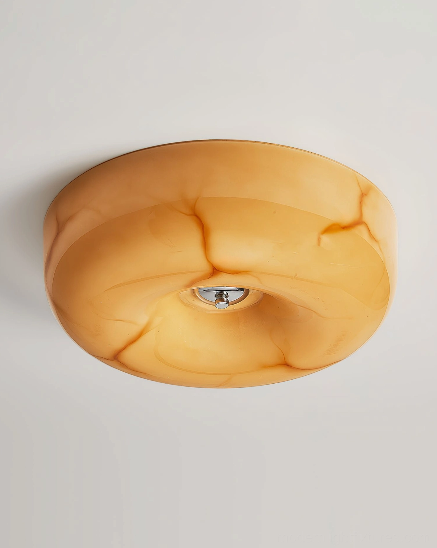 Chrome and caramel marbled flush mount ceiling light for contemporary home design