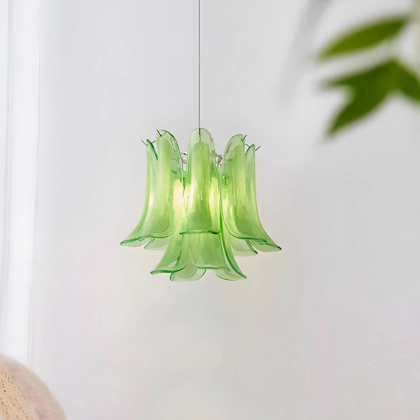Chrome Murava glass petal pendant light in industrial modern interior design