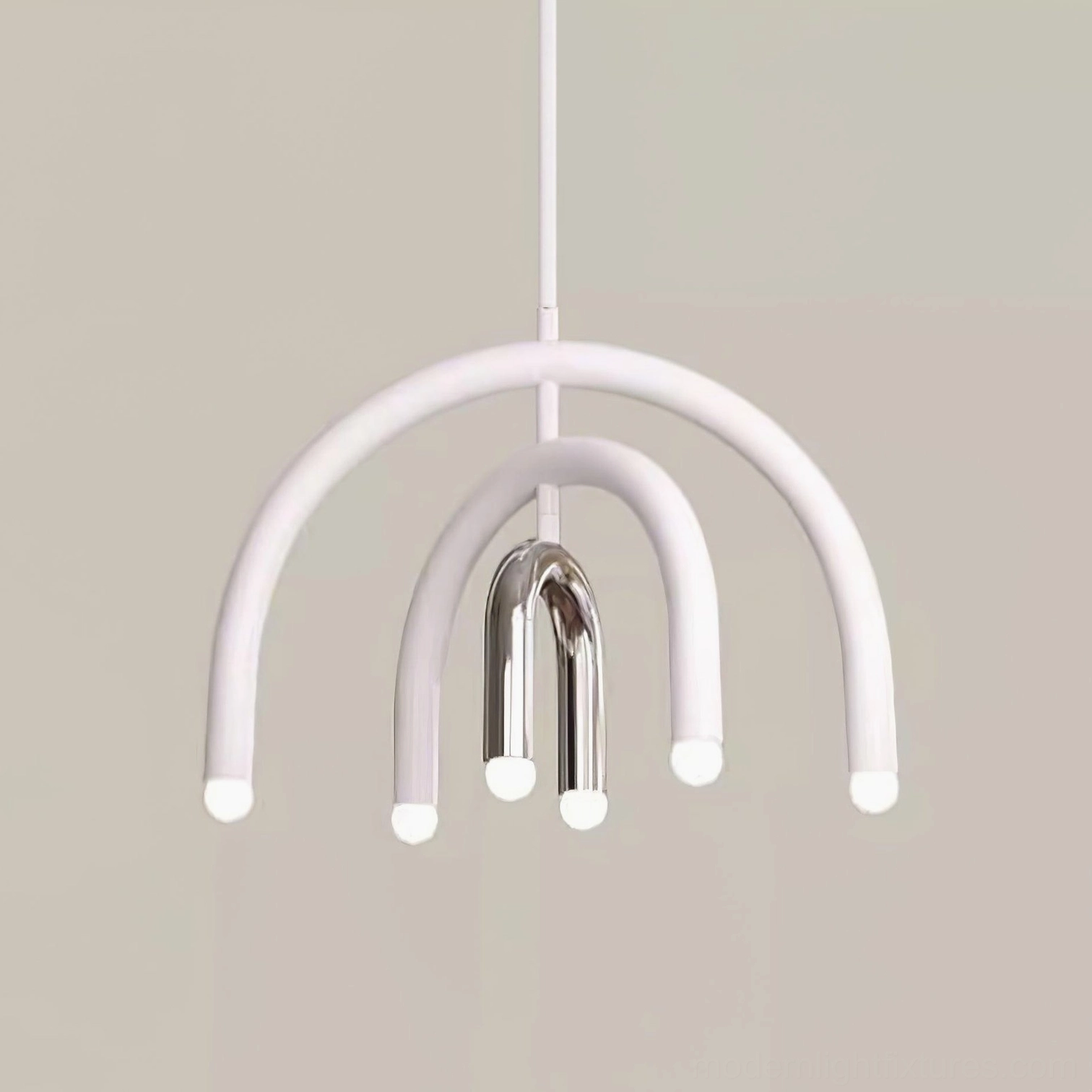 Chrome rainbow arc pendant light reflective finish modern minimalist design