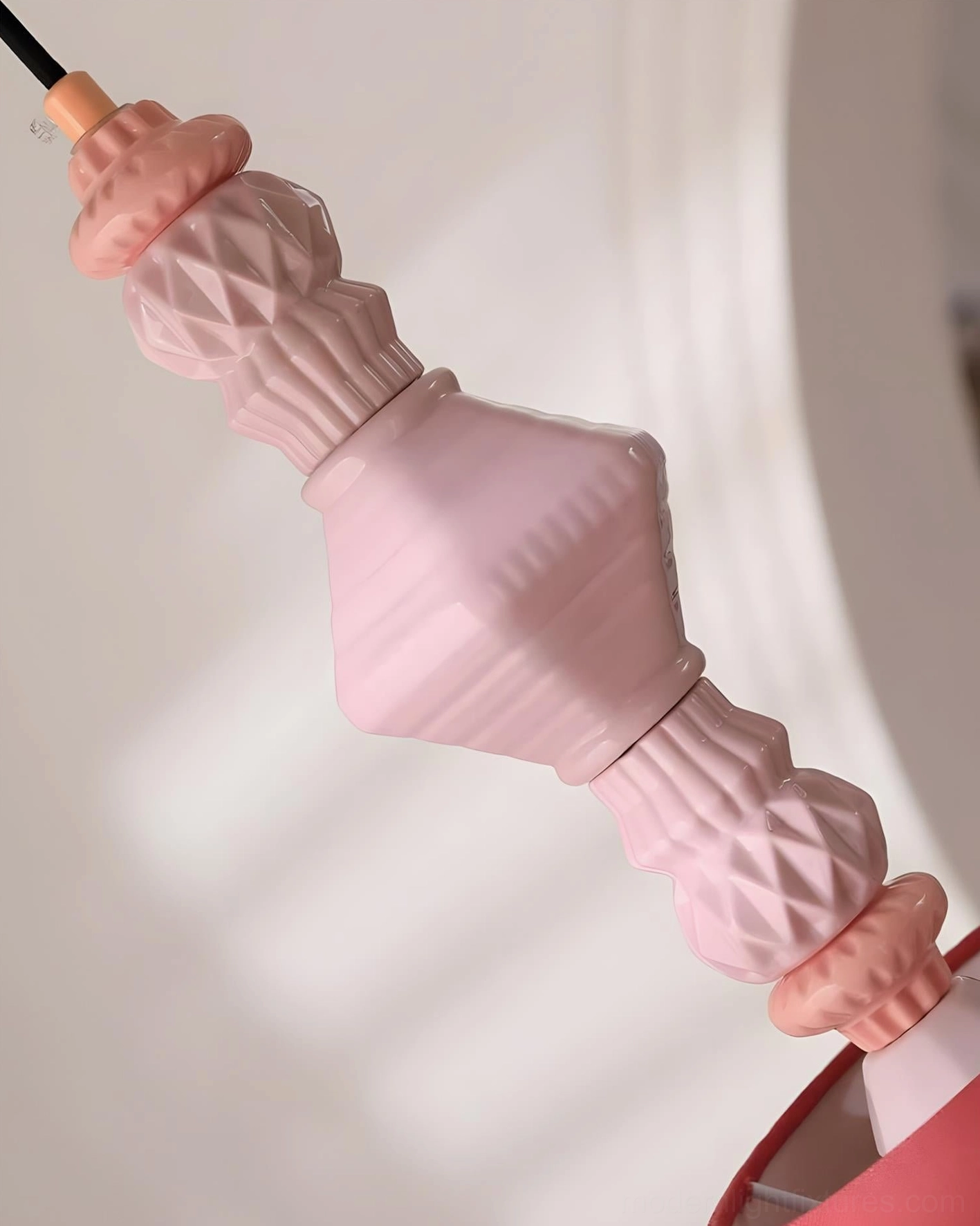 Cielora ceramic totem pendant light pair installation in minimalist contemporary hallway space