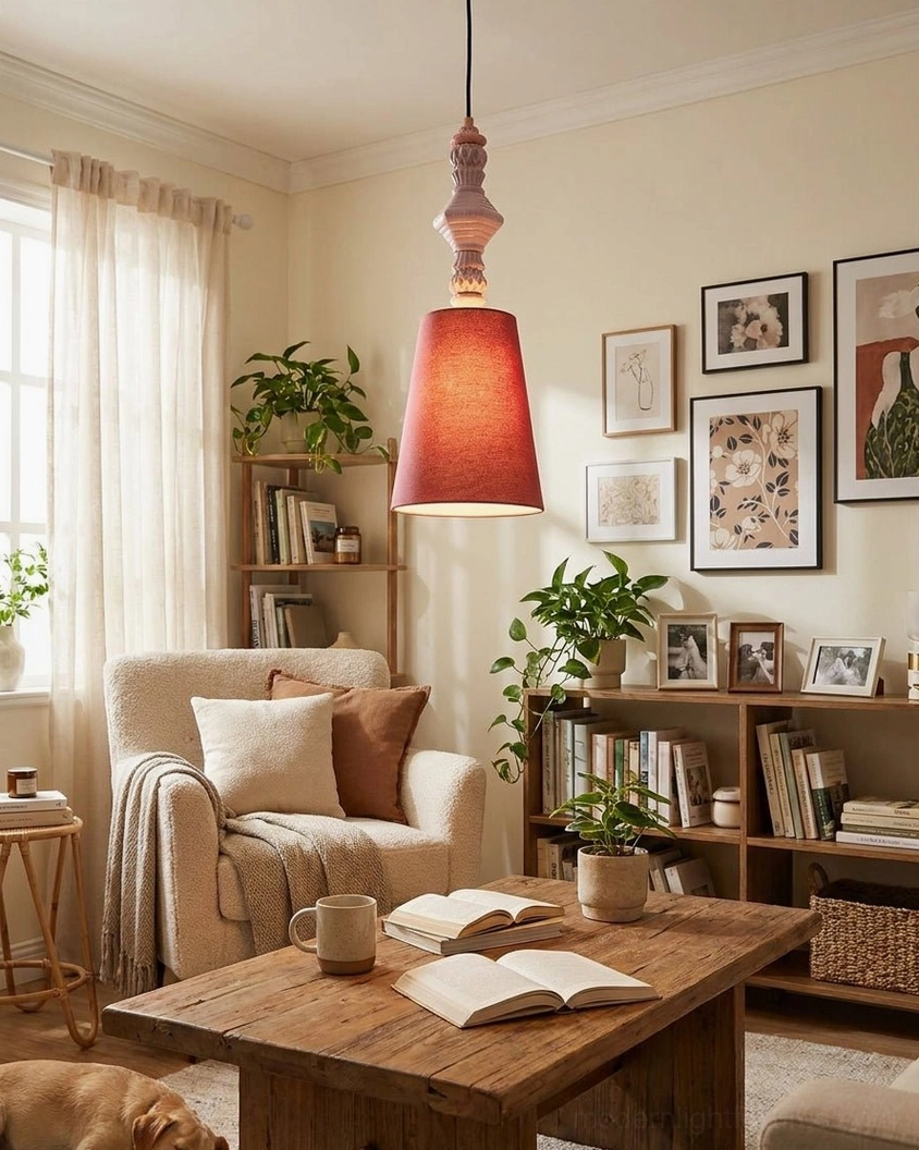 Multiple Cielora ceramic totem pendant lights in staggered cluster arrangement, contemporary dining room installation
