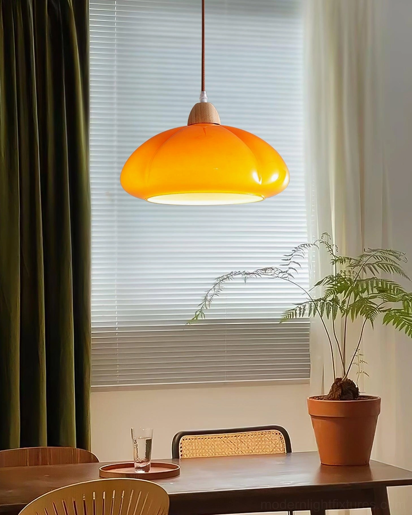 Cipola creamy beige glass shade pendant lamp in transitional interior design style