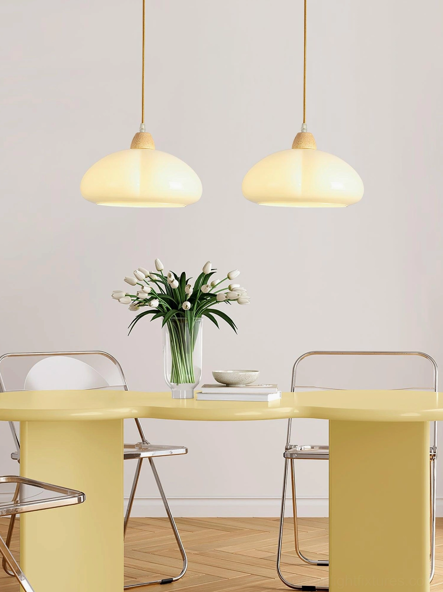 Cipola mushroom pendant light showing glass shade craftsmanship and dome shape detail
