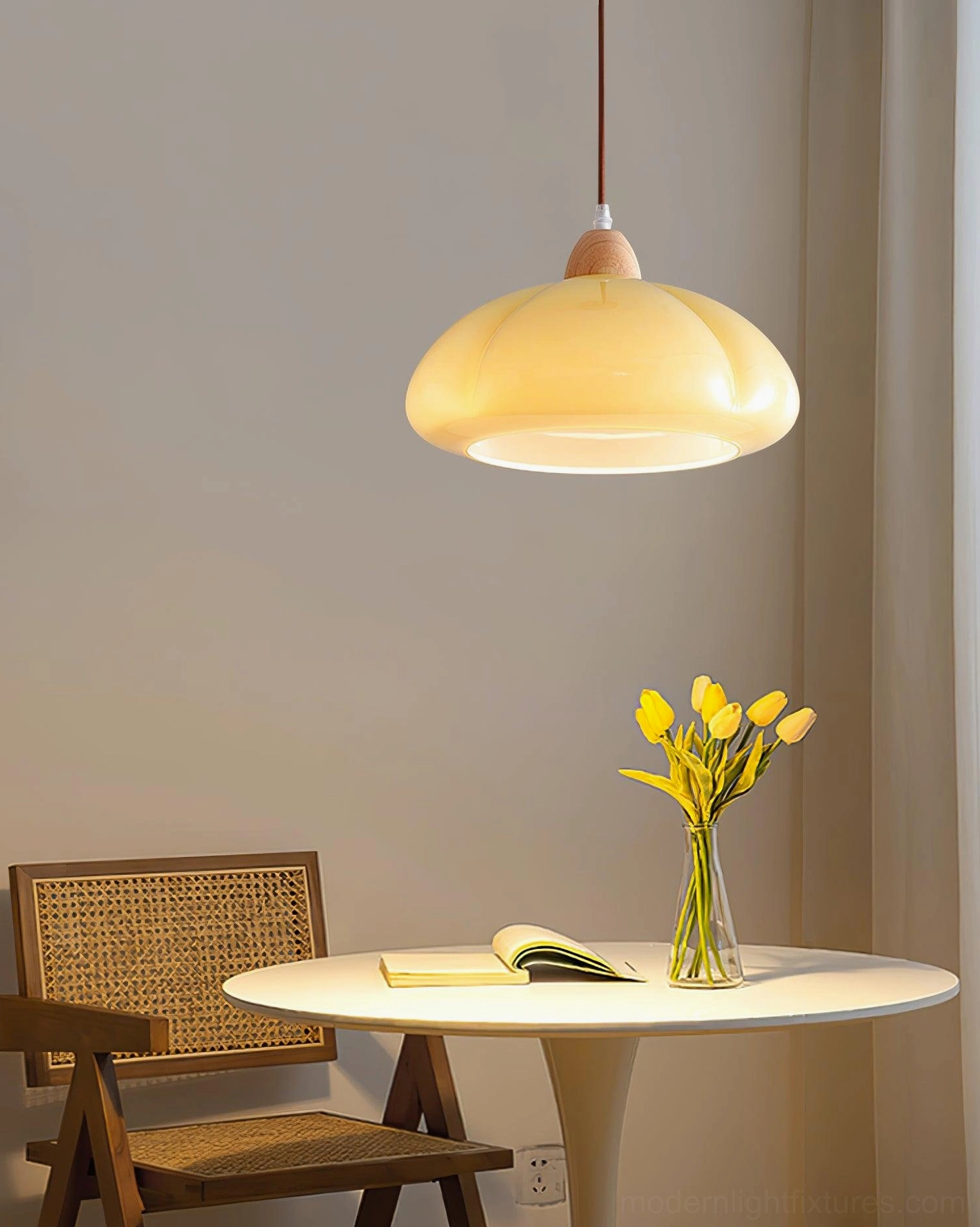 Cipola mushroom pendant light in eclectic bohemian home interior style setting