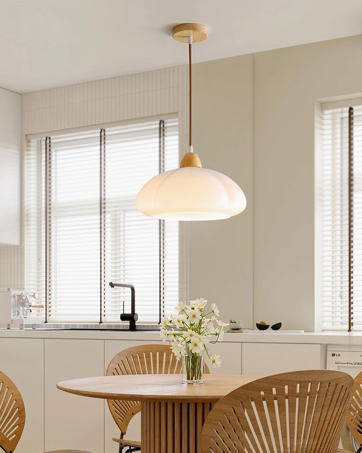 Cipola mushroom pendant lamp showing 59-inch adjustable cord length installation