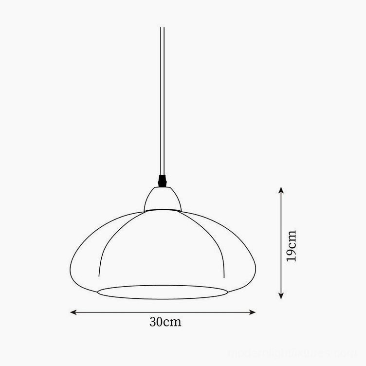Cipola pumpkin pendant lamp size schematic showing 30cm diameter by 19cm height dimensions