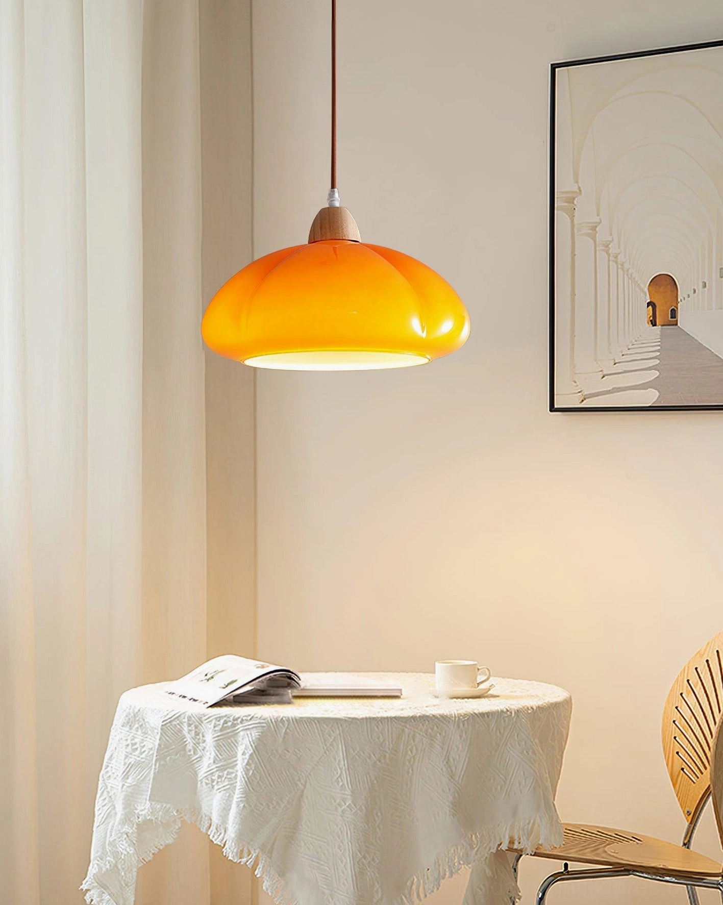 Cipola pumpkin pendant lamp with dimmer switch compatible functionality demonstration
