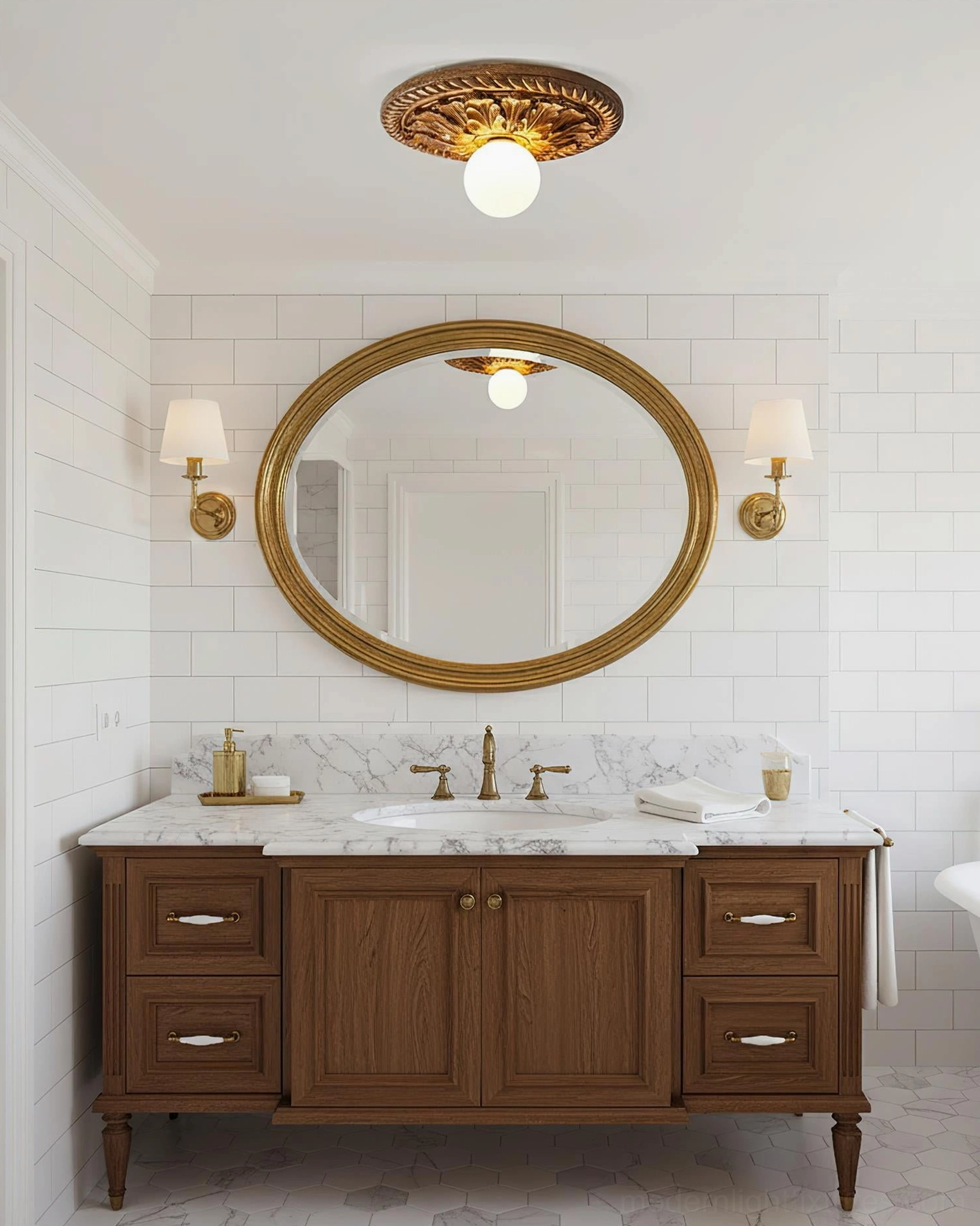 Circa ceiling light fixture in beige showing refined finish and neoclassical design aesthetic