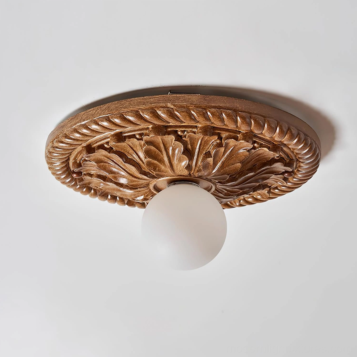 Circa ceiling light fixture with fiberglass canopy construction and metal structural support