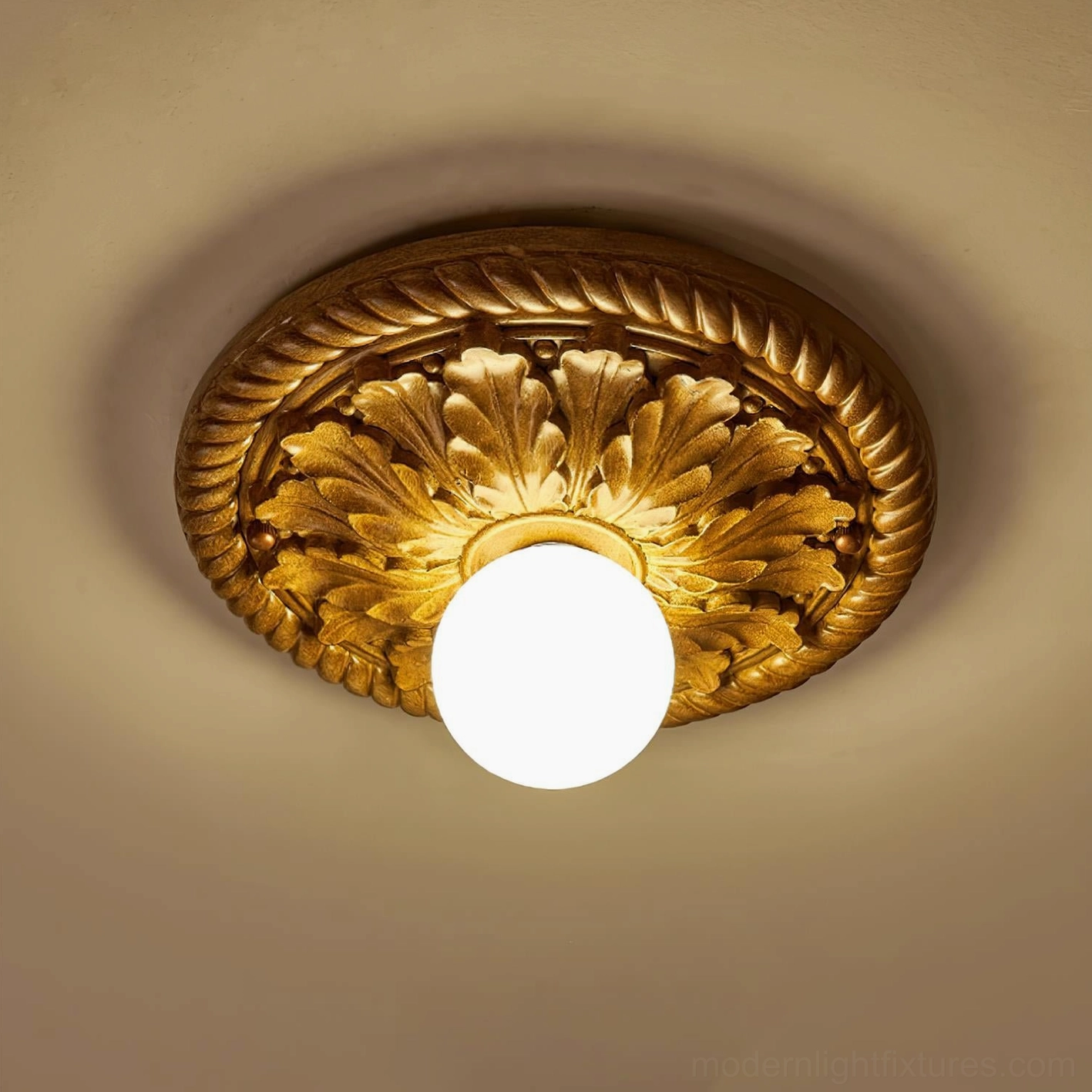 Circa embossed ceiling light demonstrating compatibility with dimmer switches for ambiance control