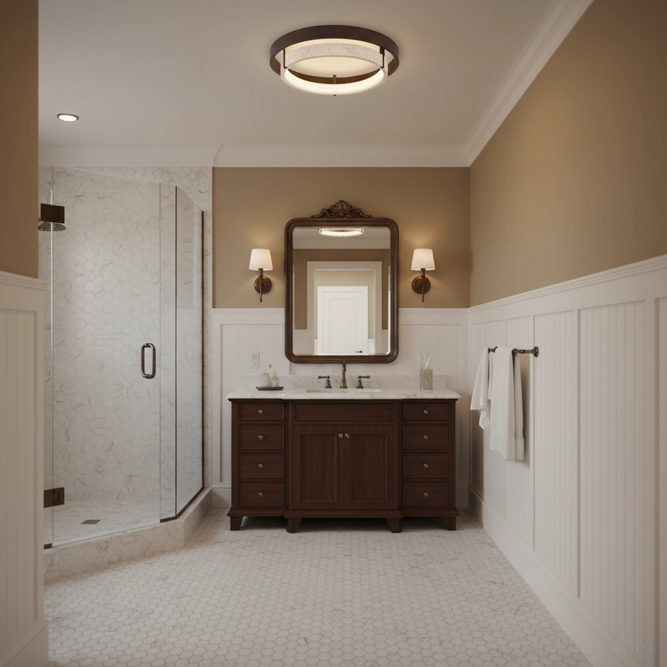 Cirvela modern ceiling lamp, side profile view showing 3.9 inch height and architectural proportions