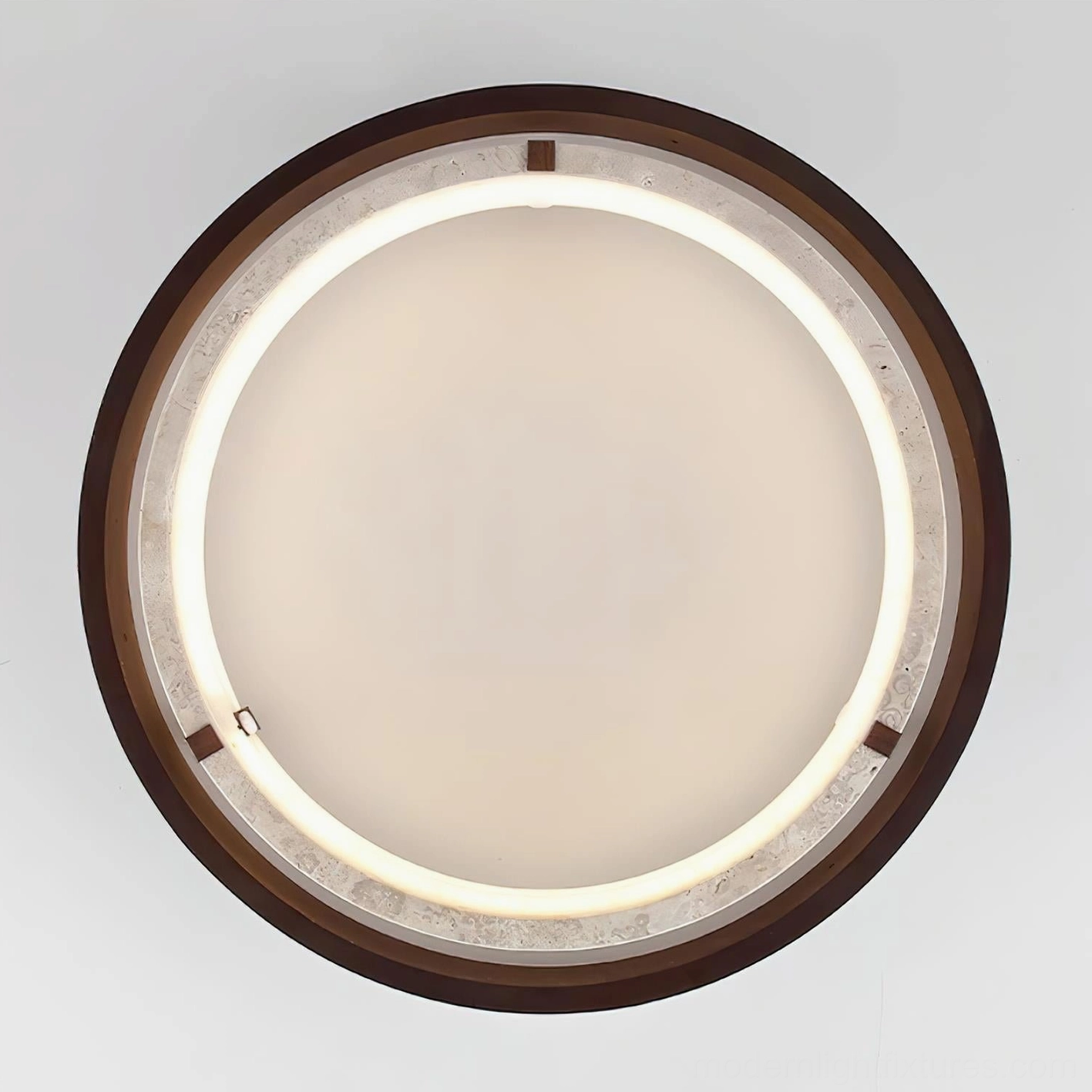 Cirvela travertine ceiling light, full product display showing all size variations and color options