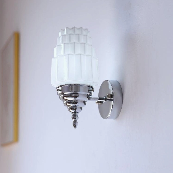Clairmont frosted glass wall sconce bathroom mirror vanity lighting setup